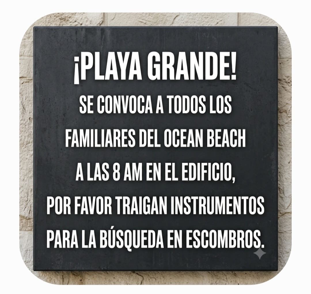 Arteem's tweet photo. Edificio OCEAN BEACH con gente bajo escombros. https://t.co/nqtKSyumTN