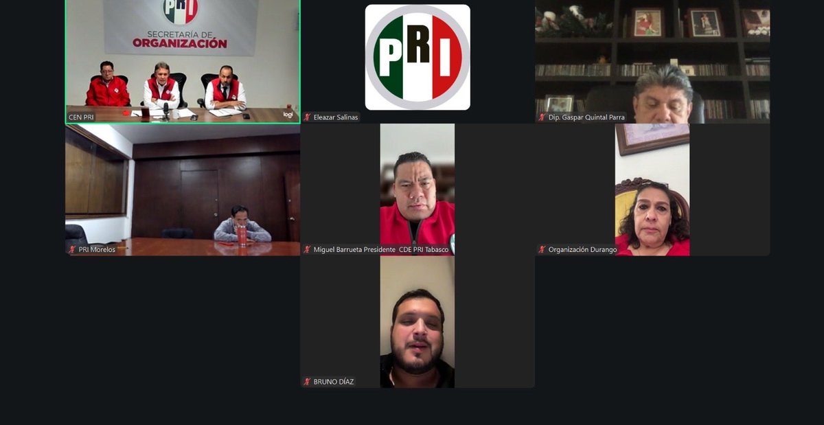 Jorge_Meade's tweet photo. Por indicaciones del presidente Alejandro Moreno Cárdenas se realizó una reunión vía zoom con las presidentas y presidentes de los estado de: #Tabasco #Yucatán #Morelos, #Durango #Tamaulipas y sus equipo de trabajo.

Con la finalidad de fortalecer los trabajos en territorio de las dirigencias municipales, secciónales del partido y las actividades que realizan los defensores de México. 

El #PRI tiene capacidad para construir la unidad trabajando en todo el territorio nacional rumbo al 2027, hoy los ciudadanos saben que una de las mayores fortalezas del PRI es su conocimiento y experiencia para gobernar.