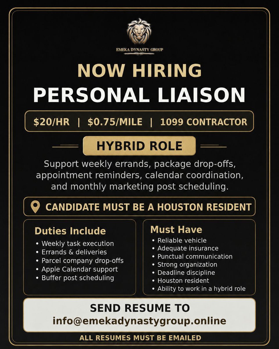 Spare_NoExpense's tweet photo. This is not a title for someone who disappears. This role is for a person who communicates and completes. #Houston #HoustonLife https://t.co/VDJSUiW9UP