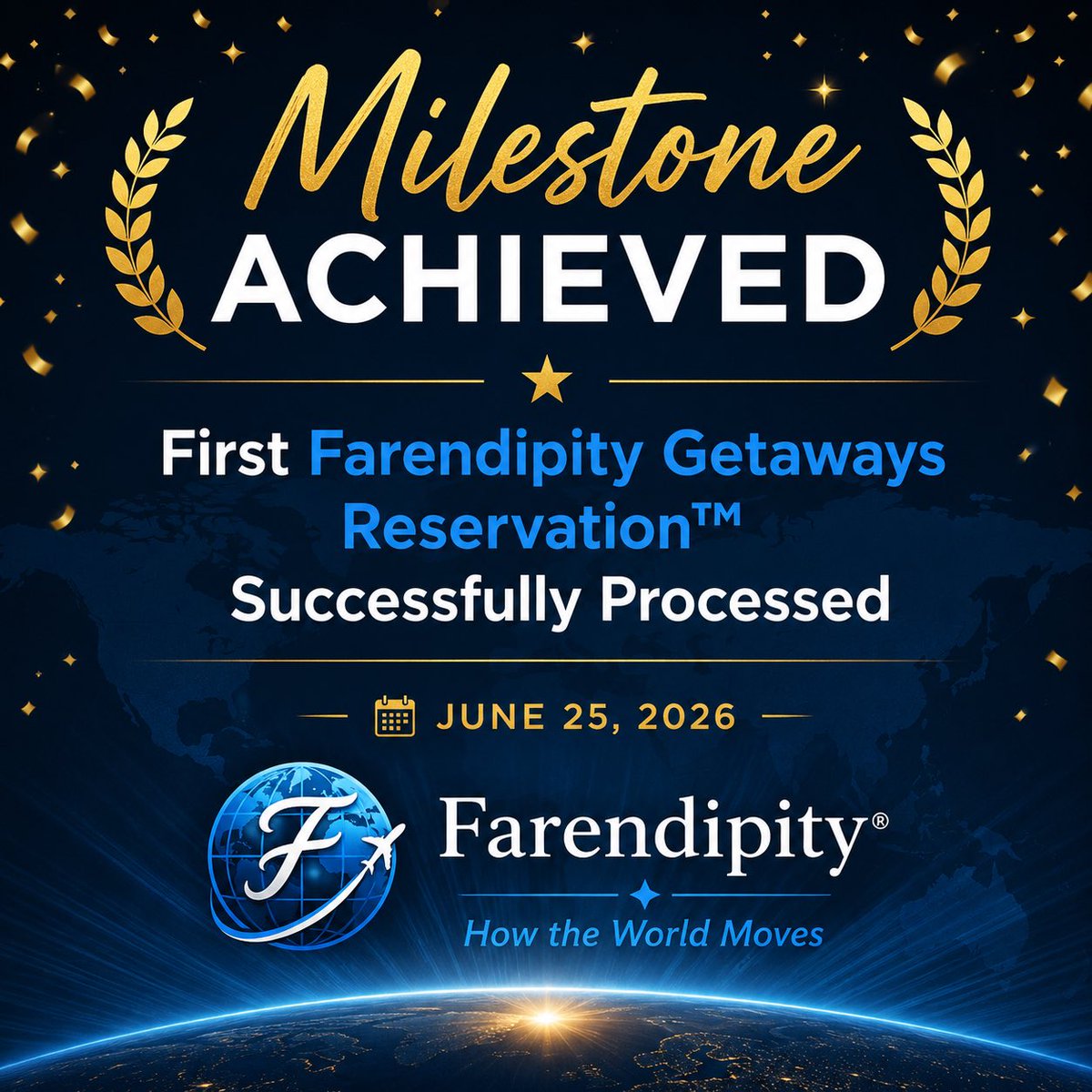 farendipity's tweet photo. Today marks an important milestone for Farendipity®

Today, Farendipity successfully processed its first live Farendipity Getaways Reservation™

This represents the first commercial activation of the Farendipity Getaways ecosystem and an important step in building the technology, destination intelligence, and participation infrastructure behind future travel experiences.

Every company begins with a first customer.

Today was ours.

Thank you to everyone who has supported the vision.

This is only the beginning.

Farendipity® — How the World Moves

Reserve Your Getaway Today 

https://t.co/2x9kdKjExY

@iamlargand