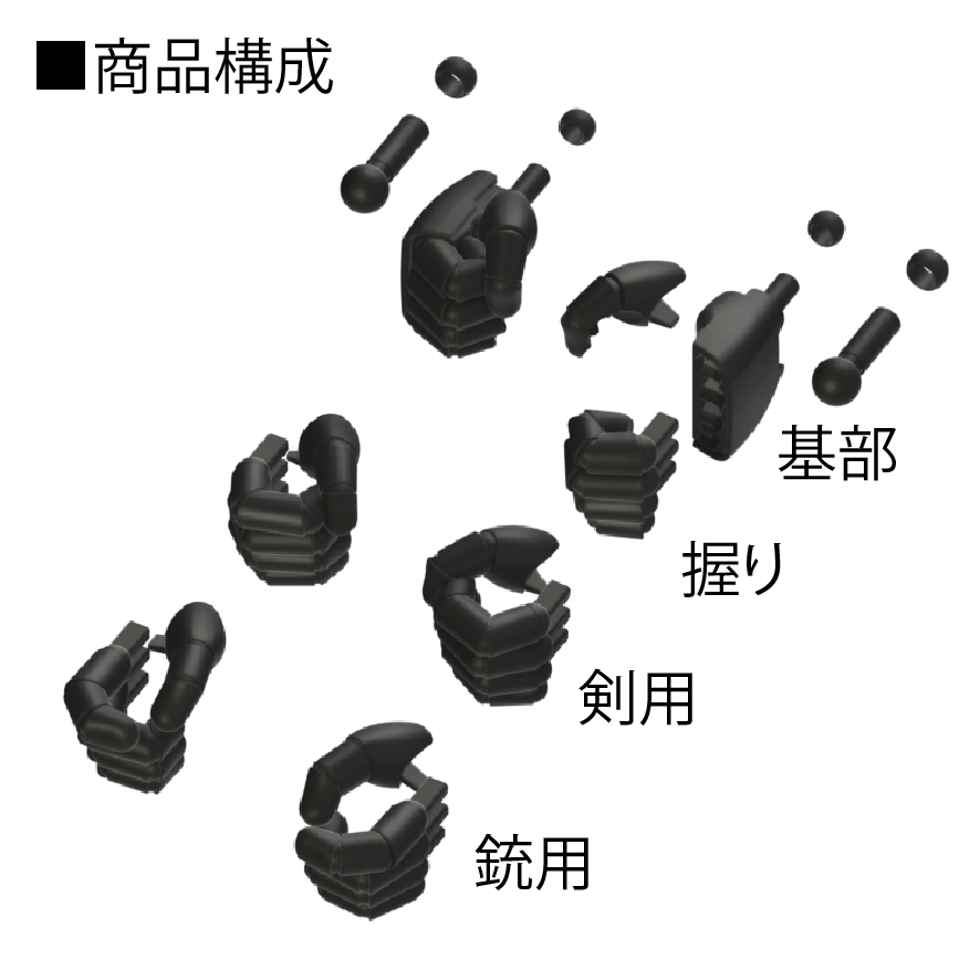 HOBBYBASE1's tweet photo. 新商品開発中
「関節技EX 決まり手 丸」
固定ハンドの決定版！”決まり手”
指同士がめり込む“力強い手首”を
細かいパーツ分割で形状再現！
■握り、剣用、銃用の3形状から選択式
■サイズはS、M、Lの3種を予定
発売：2026年秋予定
＊開発中の為、仕様は変更になる場合がございます。 https://t.co/DwjICbvKkg