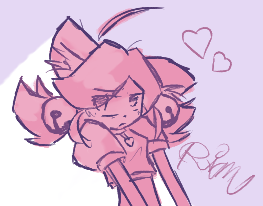 Rimmind_'s tweet photo. She's changing me... I love pink.. or mew mew.. Whatever her name is,,,,,,,,, quick style test doodle thing💜💜#deltarune #deltarunespoilers #madmewmew https://t.co/YDJEgKpHgo