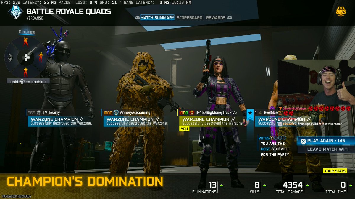 Reidboy24's tweet photo. Champions Quest Complete ✅
First try! With @BearzMG @ArmoryAceGaming @ReelMason 
Only 9 more to go https://t.co/yLZDaJCsDy