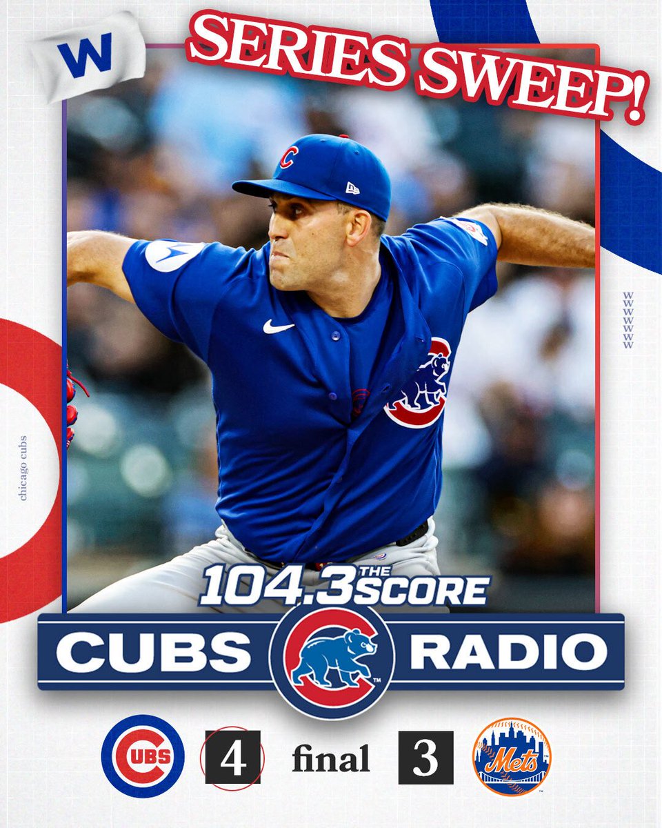 thescorechicago's tweet photo. #Cubs sweep the Mets! 🔥 https://t.co/D1sIji3EA2