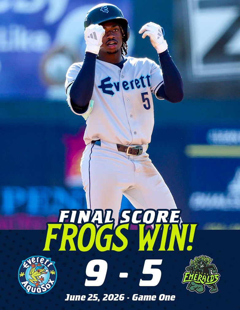 EverettAquaSox's tweet photo. Felnin Celesten hits for the cycle as the Frogs take the first game tonight down in Eugene! 🤩 https://t.co/k10291EMTw