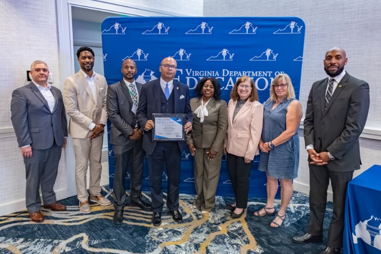 Virginia_CTE's tweet photo. Congrats to 2026 Creating Excellence Region 4 Exemplary CTE Program Award winner, the Exemplary Aviation Program Model @APSCareerCenter! Tony Frazier, Jr., Instructor; Phyllis Gandy and Cory Mainor from @APSVirginia accepted the award. @vdoe_news https://t.co/uZP0raaYBy