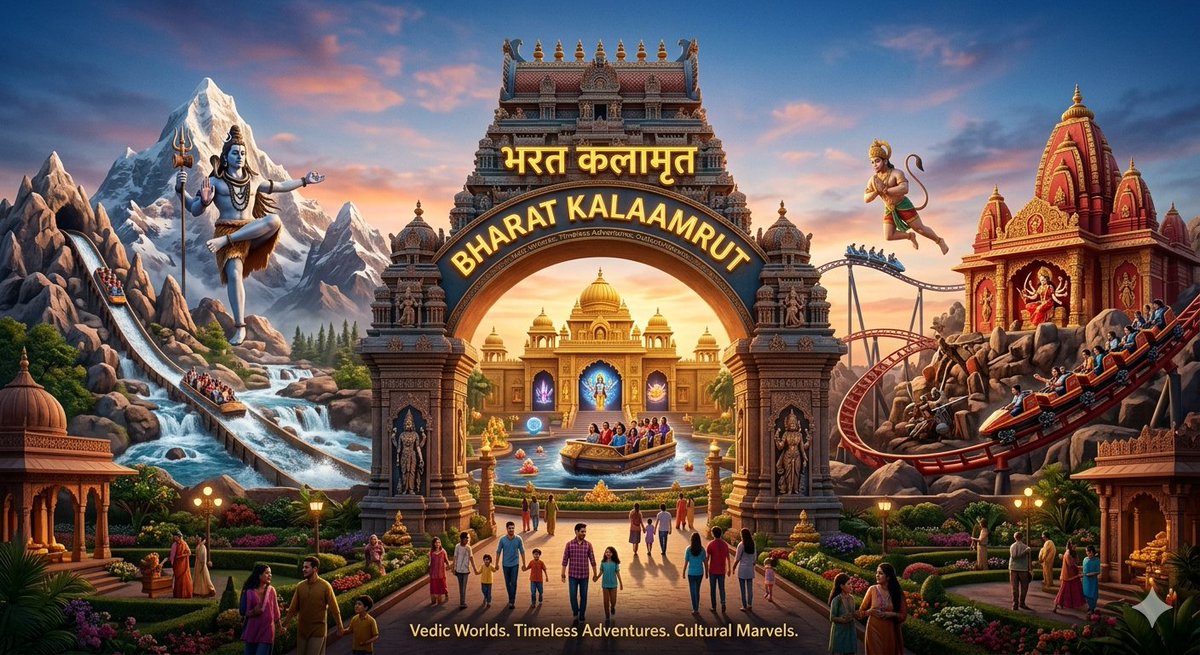 IamBunku's tweet photo. If the West can build Disney around fairy tales, why can’t India build a world-class mega theme park around our rich Puranic &amp; Vedic history? Imagine immersive 4D rides on Lord Shiva's Tandav, Vishnu’s Dashavatar, &amp; Durga’s battles! @PMOIndia @MinOfCultureGoI  #IncredibleIndia https://t.co/frV2ZhIL4J
