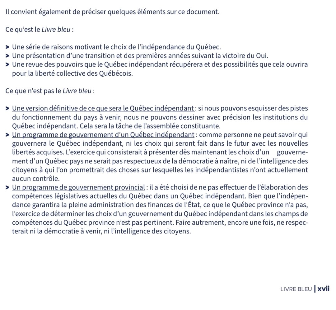 ME_Dagesse's tweet photo. @lucquebec Ce que n'est pas le Livre bleu : un programme de gouvernement. 

Une chance que c'est écrit dès le début, hein ? https://t.co/K4KTwI9EjQ