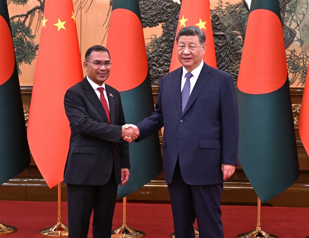 KMNzmL's tweet photo. When the Tiger Meets the Dragon.

A meeting of vision, leadership, and partnership. marking another milestone in the enduring friendship between Bangladesh and China. 

🇧🇩🤝🇨🇳 https://t.co/OG9OyPpqAw