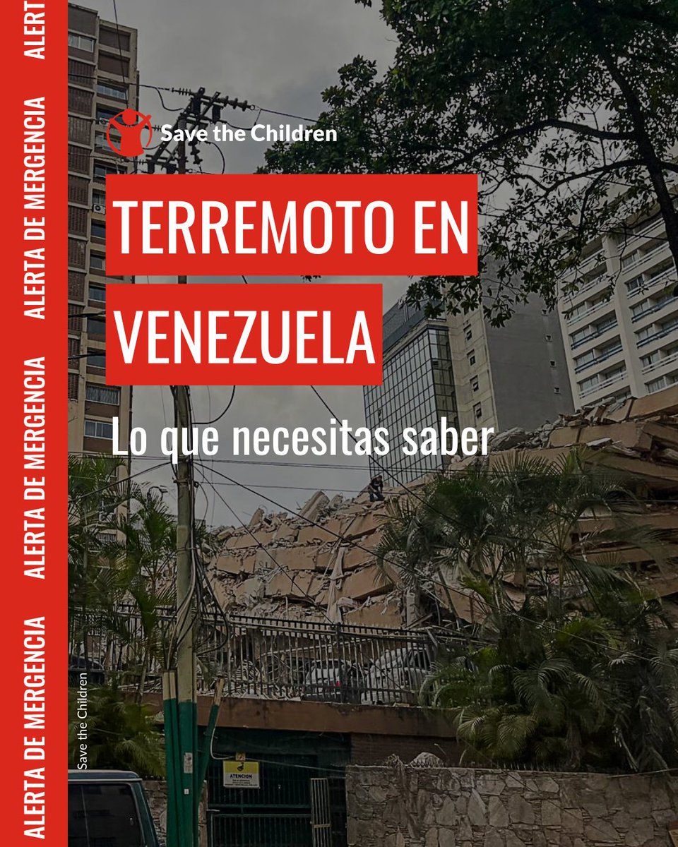 SaveChildrenEs's tweet photo. 2 potentes terremotos han sacudido Venezuela.

Mientras continúan las réplicas, miles de niños y niñas necesitan refugio, agua, alimentos, atención sanitaria y protección.

Ayúdanos a actuar con una donación a nuestro Fondo de emergencias.

🔗 https://t.co/xlzqAqobWA https://t.co/a5PNbIs719
