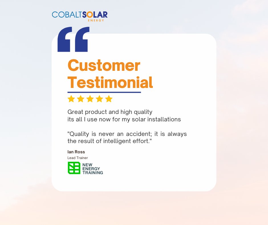 CobaltSolar's tweet photo. Quality products. Quality installers. Quality results. 👌

#valueformoney #customersatisfaction #feedback #solarwholesale #cobaltsolarenergy #solarsolutions #renewableenergy #qualitymatters #solarcomponents #solarinstaller #rooftopsolar https://t.co/QOZiuXCXF1