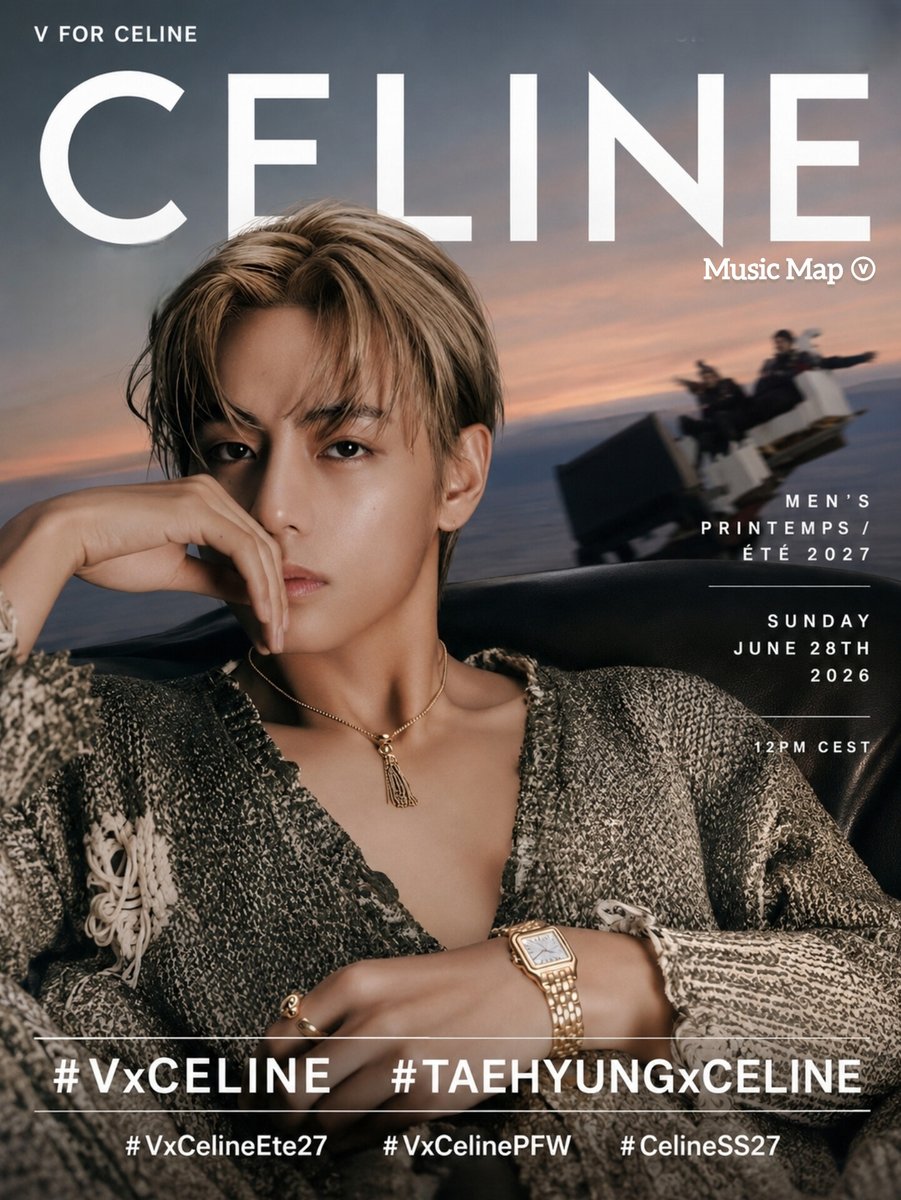 musicmapv's tweet photo. THIS DAY IN V HISTORY: 
“Here's a look at the celebrities seen in the front row of the shows.”

GQ France highlights Kim Taehyung as the only celebrity mentioned in the Celine show!

V FOR CELINE
TAEHYUNG FOR CELINE 
#VxCELINE #TAEHYUNGxCELINE 
#VxCelineEte27 #VxCelinePFW #CelineSS27