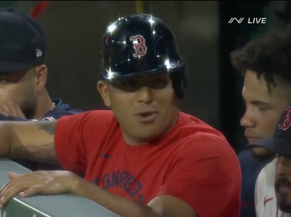 Section10Pod's tweet photo. Ranger Suarez was ready to pinch run tonight. Team player. https://t.co/oTNl5aG077