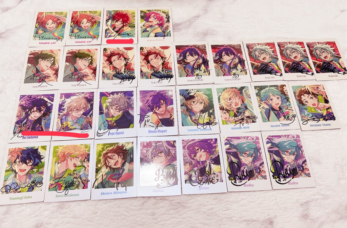 ___m_rr_t's tweet photo. 【交換】 あんスタ 10周年 特典 ぱしゃっつ

譲)画像のもの全て

求)レオ・凛月
(ズ!!の星5絵柄開花前・開花後なんでも◎特に9周年、Ver6Private求めております)

郵送希望✩⡱
赤線引いてあるものは9周年とVer.6優先でお取引させて頂きたく思っております。
お気軽にお声掛けくださいᐡ ̳ᴗ  ̫ ᴗ ̳ᐡ https://t.co/16NB7CMPeP