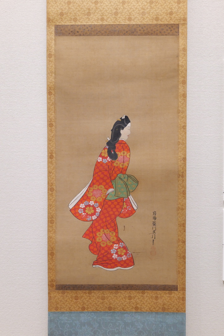 コロナ制圧祈願還元キャンペーン　花下美人図　絹本・着色・共箱