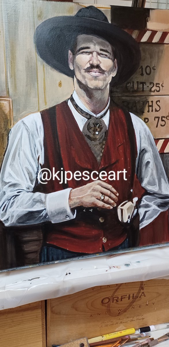 KjPesceart's tweet photo. "Wyatt, I am ROLLING."

The deadline looms near...

#art #commission #painting #ValKilmer #DocHolliday #supportYourFavoriteArtists #Tombstone #ImYourHuckleberry
#WIP https://t.co/8njHi7558Q