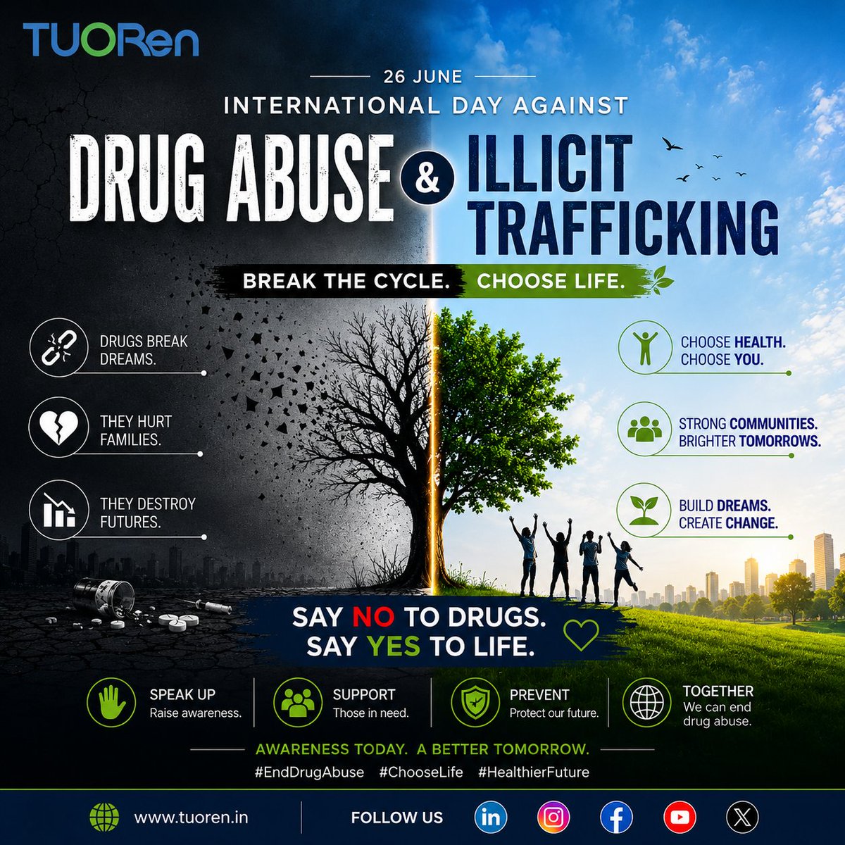 TuorenI's tweet photo. 🌍On this International Day Against Drug Abuse and Illicit Trafficking, let's stand together for a healthier, safer, and drug-free future.
Say No to Drugs. Say Yes to Life. 💙
#DrugFreeWorld #SayNoToDrugs #26June https://t.co/dmRDbrW2Yv