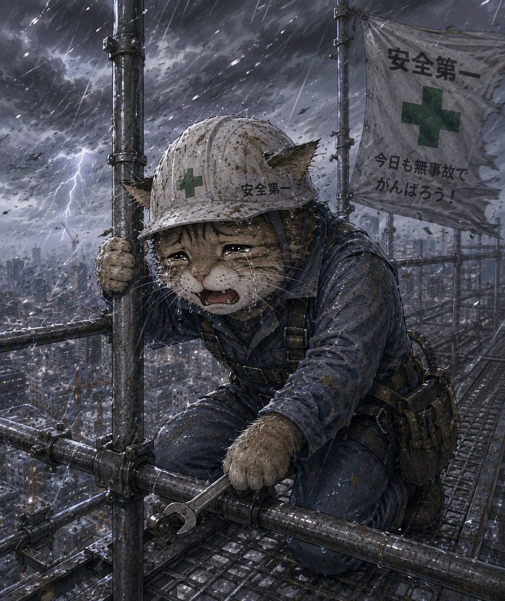 yohan034's tweet photo. 台風でも仕事してる猫🐈がいる事を忘れないでください😌 https://t.co/KhvIVadWu0