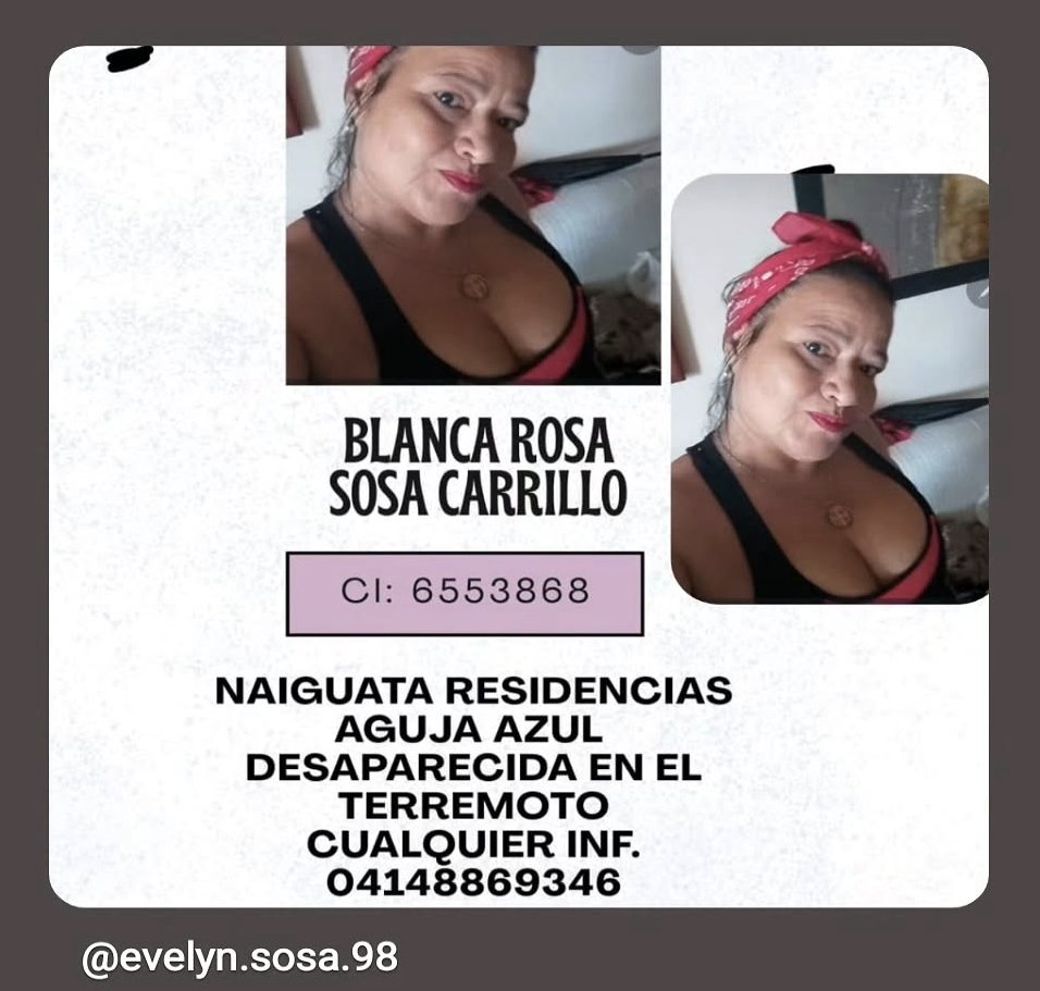 VilmaVargas's tweet photo. La seguimos buscando https://t.co/LZSkvb7VAE