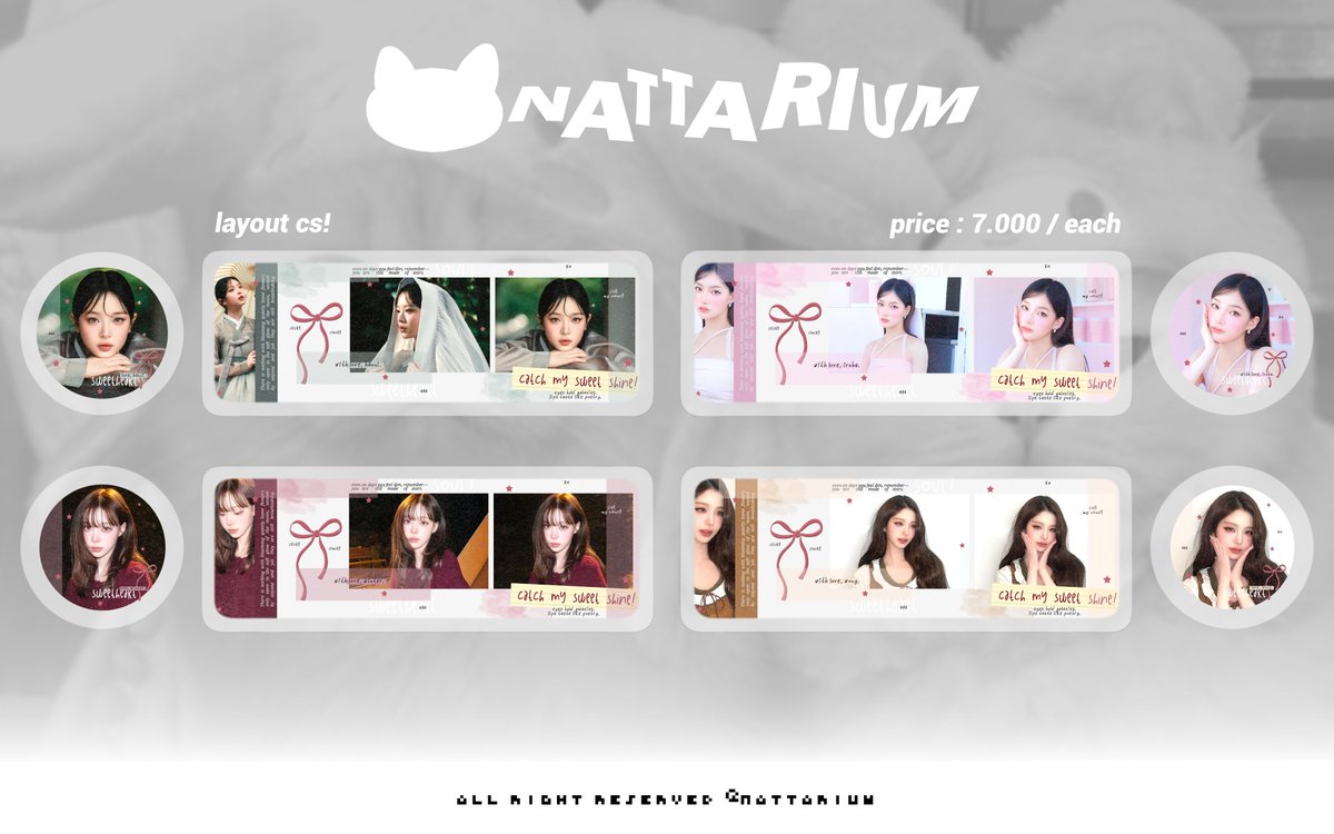 imnattarium's tweet photo. help repost nya guys, timakasyii <3

aku bawain 12 layout gg rs cs (clearance sale), harga 7K/each, boleh cek altnya juga! langsung aja yang mau take boleh dm / tele aku iaa. ayoww jajankk 🐱🐈💛

#bealanja https://t.co/xS8mz1Wdum