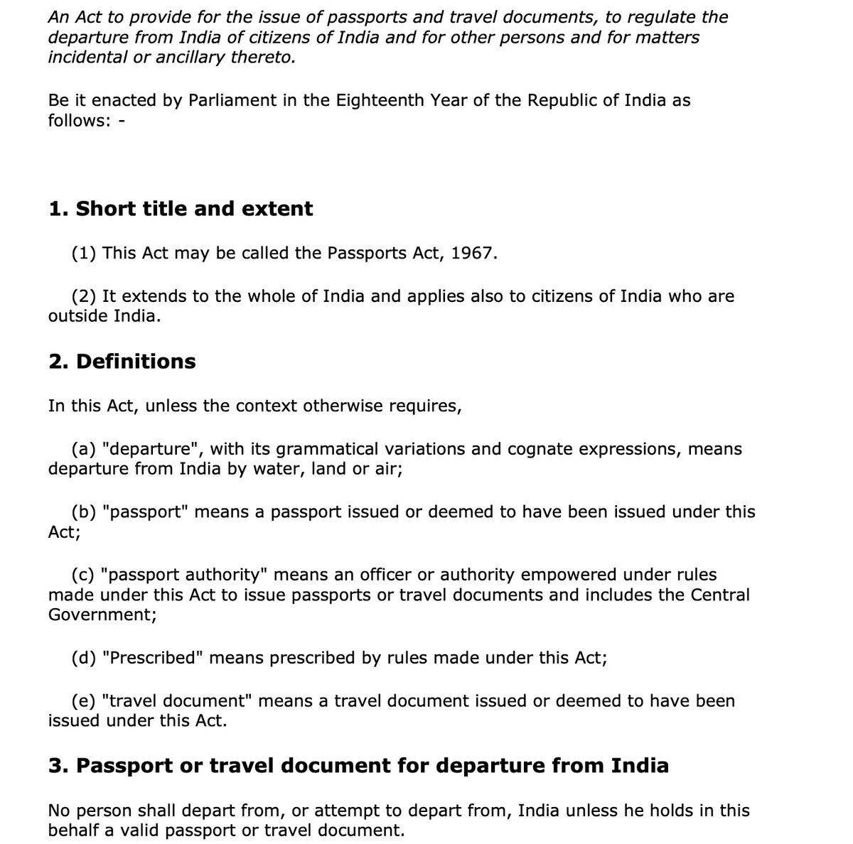 sri__krish's tweet photo. @PappuNehru Yes.But what you have mentioned has never happened.
India hasn't officially issued a passport to any foreigner.

"An Act to provide for the issue of passports and travel documents, to regulate the departure from India of citizens of India". https://t.co/S2c7mbN4rH