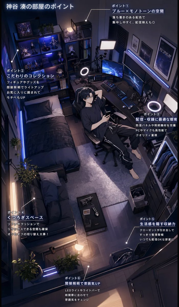 SynClub_Japan's tweet photo. 【こんな部屋に住んでそう🏠💭】
本日は、#SynClub アプリ版「漫画機能（GPT image2）」を使って、AIキャラクターたちの部屋のイメージ画像を作成してみました😊

小物や部屋の雰囲気にも個性が反映されて、キャラごとの世界観をお楽しみいただけます✨

使用したプロンプトはリプライで公開中です✍️

ぜひ皆さまも、推しキャラが住んでいそうな部屋をイメージしながら楽しんでみてください🎶

ご投稿もお待ちしております🙇‍♀️