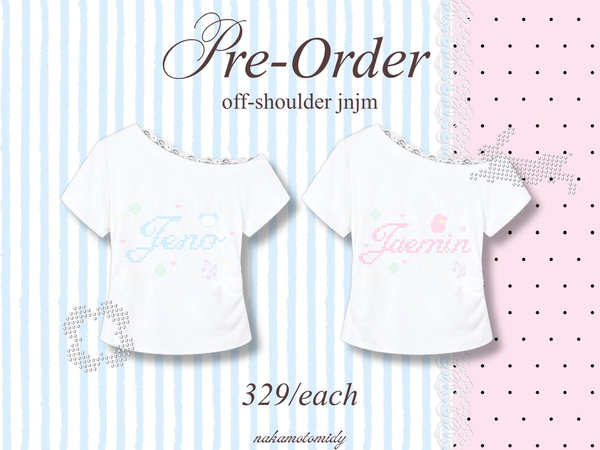 nakamotomidy's tweet photo. pls kindly rt 💘

pre-order JNJM off-shoulder t-shirt 🐶🐰
กำไรจะโดเนทให้โปรเจคแฟนมีตค่ะ

details in form 
♡ ; https://t.co/gggZSwHBdT

💌 ; reg 40 / ems 50
ปิดเร็วนิดนึงนะคะ อยากให้ทันมีตค่ะ

#ตลาดนัดnct #ตลาดนัดnctdream เจโน่ แจมิน https://t.co/tjyMIh69yE