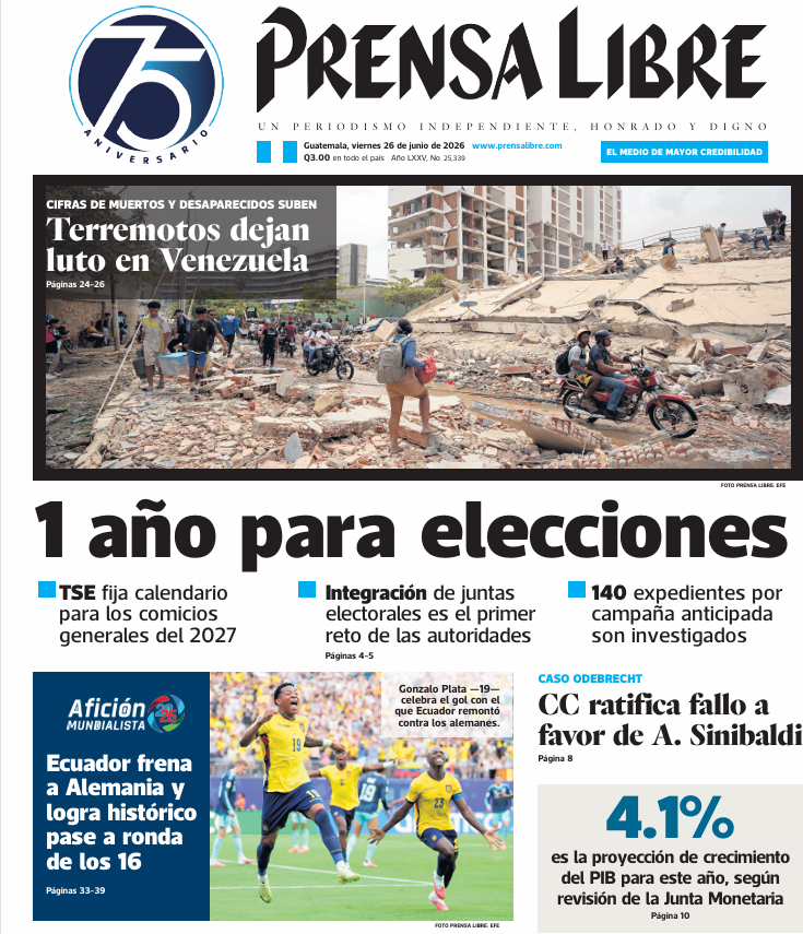 prensa_libre's tweet photo. #PortadaPL š° | Le compartimos algunas noticias que encontrarĆ” en nuestra edición de este viernes 26 de junio.
AdquiĆ©rala aquĆ: https://t.co/pXHBAkdhgB https://t.co/SmPovrfDdk