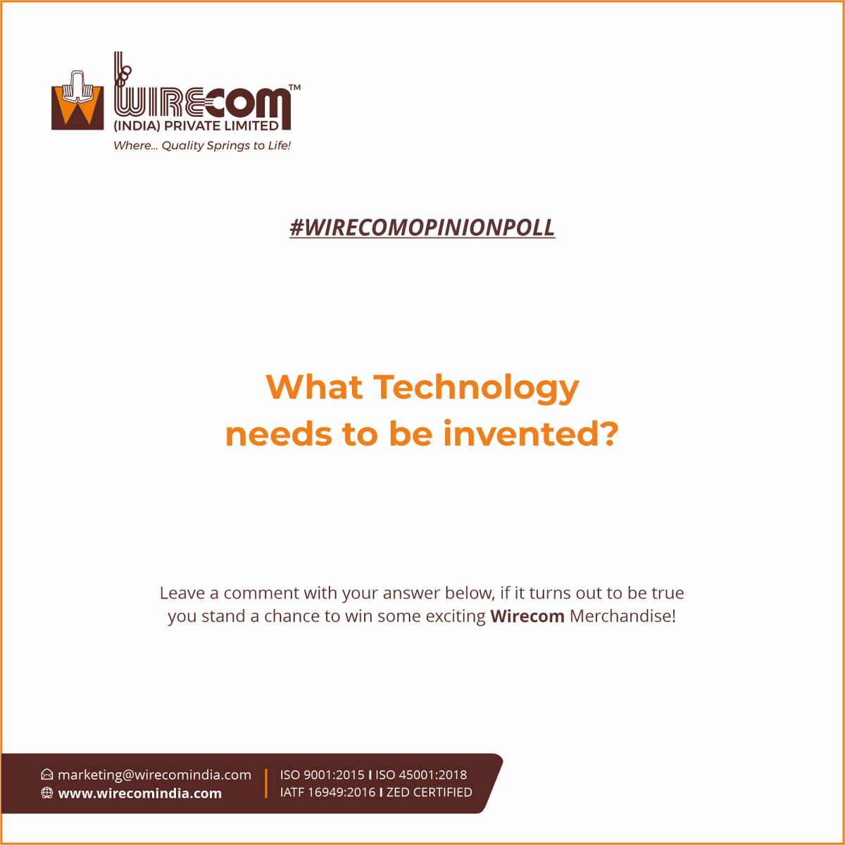 WirecomIndia's tweet photo. Let your imagination run wild! 💡🚀 If you could invent any technology to make life easier, what would it be? Whether it's something futuristic, practical, or just plain fun — we want to hear your wildest ideas!
#wirecomopinionpoll #futuretech #innovationideas #techtalk #wirecom https://t.co/Gi8ZqkuaRj