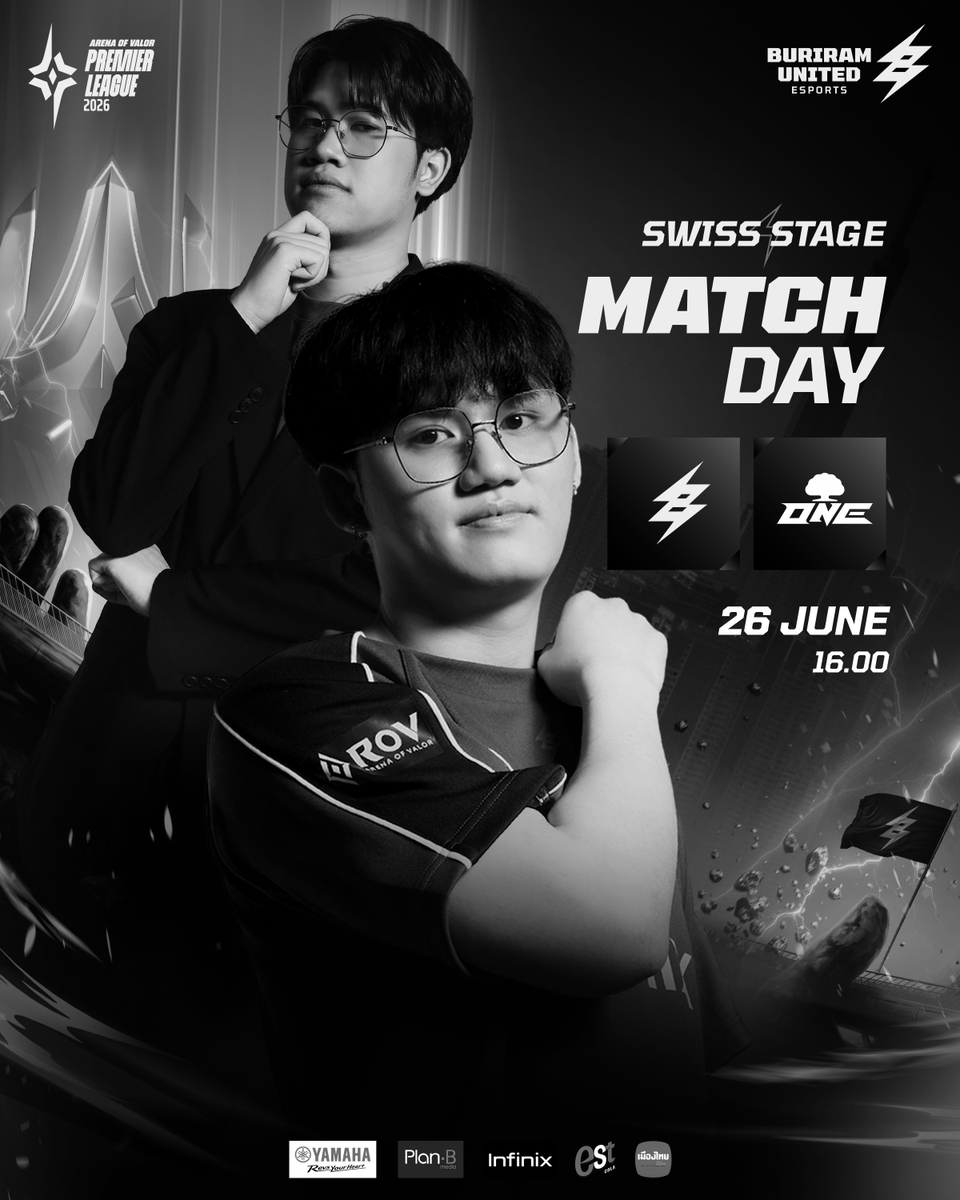 BRUTDESPORTS's tweet photo. MATCH DAY | APL 2026 : Swiss Stage ⚡️🏰

ศึกนี้เพื่อเข้ารอบ 8 ทีมสุดท้าย! ครั้งนี้ต้องคว้าชนะมาให้ได้ 🔥
วันนี้เจอกันอีกครั้งกับ Cathay ONE Team 🌳 

📍 BRU 🆚 ONE
📅 26 มิถุนายน 2569
🕒 16:00

ชาว BRUBLOOD มาร่วมกันส่งกำลังใจให้ทัพปราสาทสายฟ้า BRU.RoV กันด้วยน้าา 💙

#BRUEsports #BRUBLOOD #BRU #RoV #APL2026VP #SupportYourAPLclub