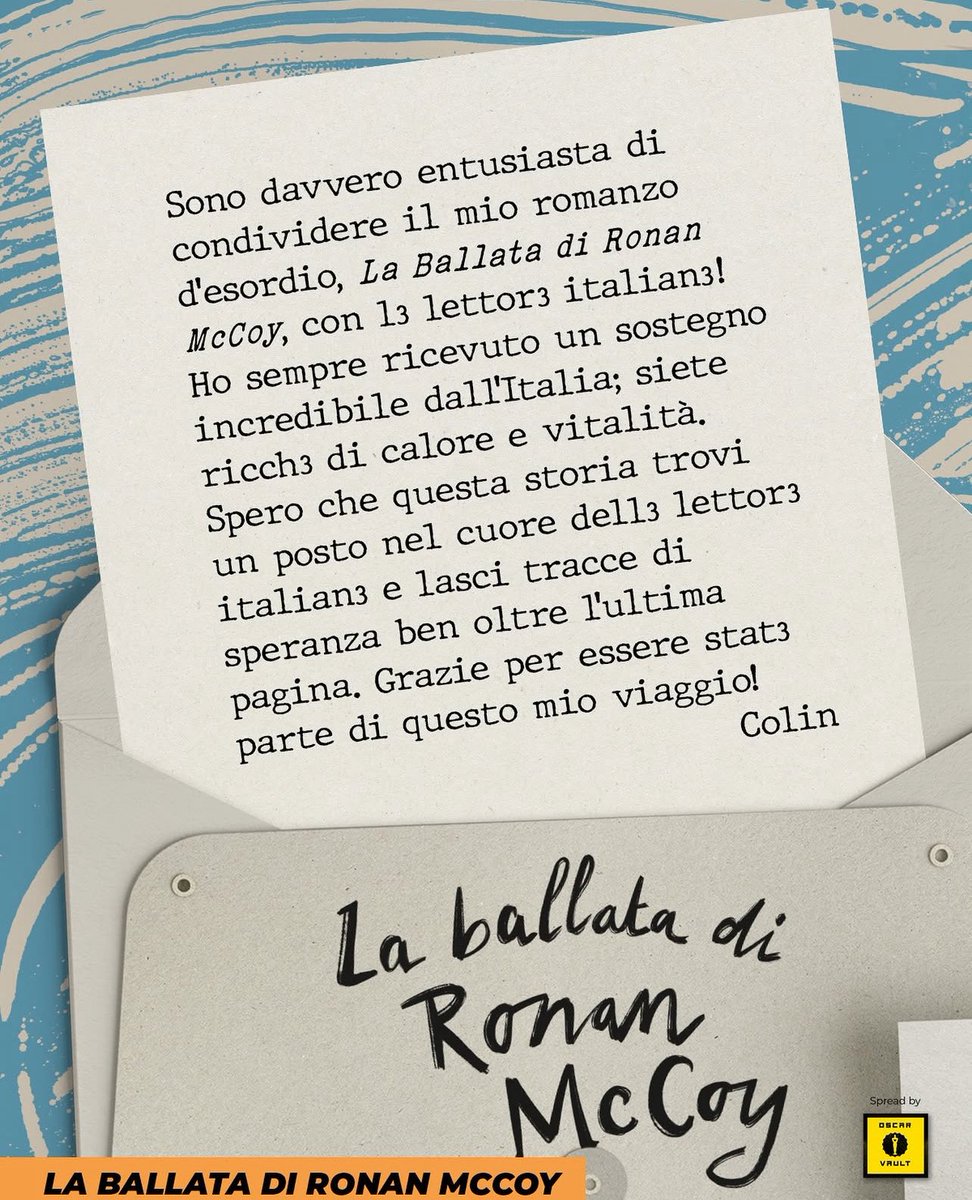 dailycolinmorg's tweet photo. colin morgan has a lovely message for his italian fans! his debut novel, the ballad of ronan mccoy, was released in italian a few days ago 📚 

(english translation below)

#colinmorgan #theballadofronanmccoy 

🔗: https://t.co/GlZ6W8PHGU https://t.co/r7lME1dkk1