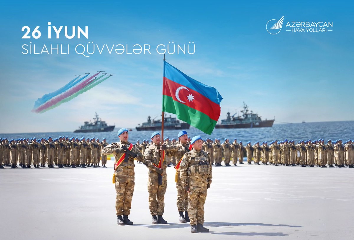 SamirMRzayev's tweet photo. 26 İyun – Azərbaycan Respublikasının Silahlı Qüvvələr Günü ölkəmizin təhküləsizliyinin, suverenliyinin və dövlətçiliyinin qorunmasında müstəsna rol oynayan bir gündür. Şanlı Azərbaycan Ordusunun yüksək peşəkarlığı və müasir imkanları dövlətimizin qüdrətinin və gücünün ən mühüm göstəricilərindəndir. Azərbaycan Silahlı Qüvvələrinin Müzəffər Ali Baş Komandanı İlham Əliyevin rəhbərliyi altında Ordumuz ölkəmizin müdafiə qüdrətini daha da möhkəmləndirərək xalqımızın qürur mənbəyinə çevrilmişdir.

Bu əlamətdar gün  münasibətlə Azərbaycan Silahlı Qüvvələrinin bütün şəxsi heyətini, Vətənə şərəflə xidmət edən qazilərimizi və veteranlarımızı səmimi qəlbdən təbrik edir,  onlara möhkəm cansağlığı, uğurlar və yeni nailiyyətlər arzulayıram!