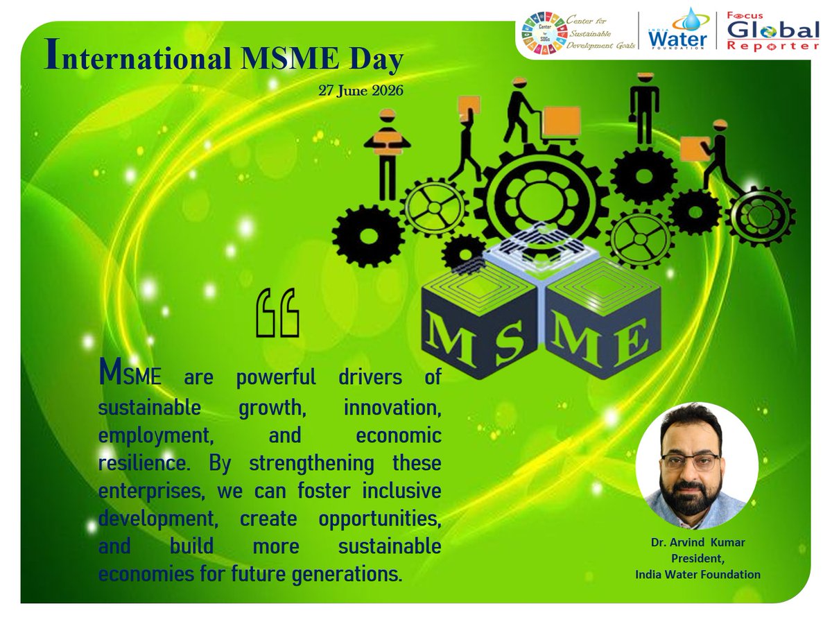 IndiaWaterFoun1's tweet photo. #MSME #internationalmsmeday2026 #MSMEStories #udyam #Entrepreneurship #IndiaSMEForum #RebuildingMSMEs #AatmaNirbharBharat @narendramodi @jeetanrammanjhi @NITIAayog @minmsme @MsmeDepartment @minmpmsme @upmsme @MSDESkillIndia @IndiaWaterFoun1 https://t.co/KRiM01BnSw