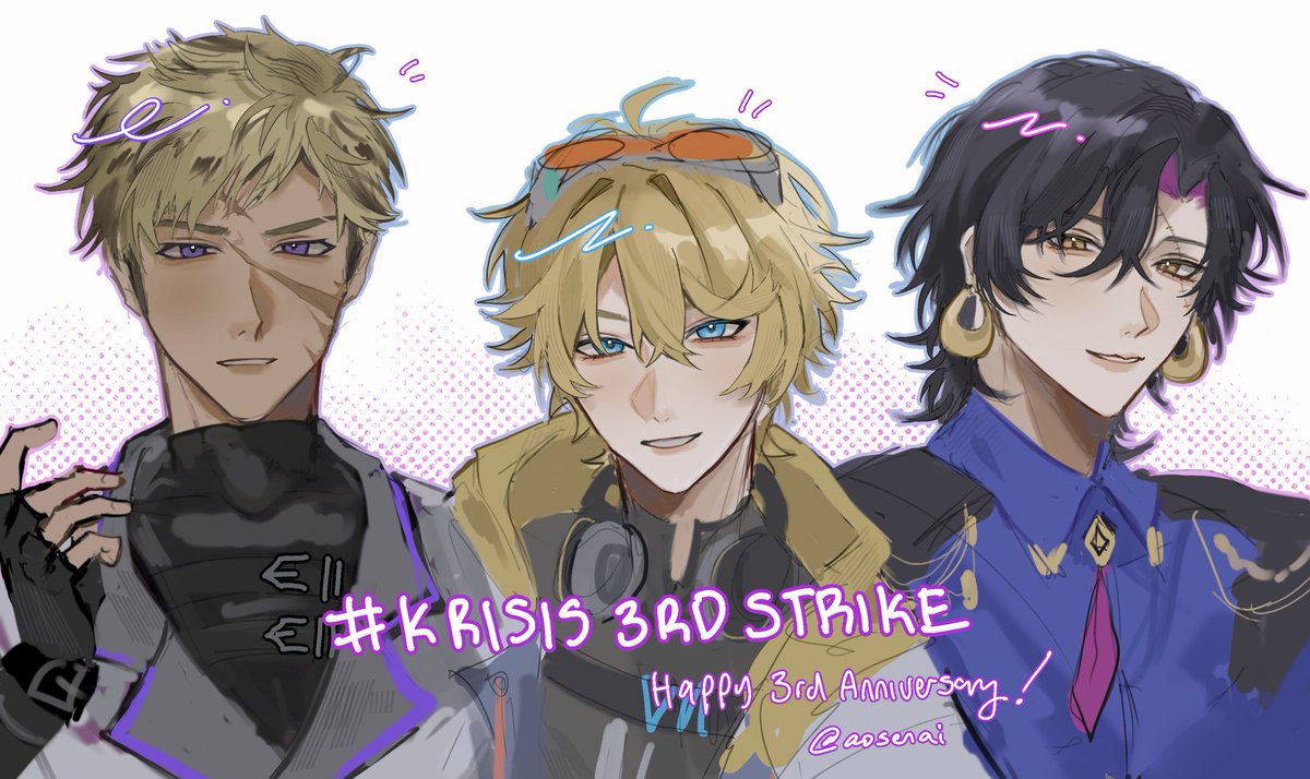 aosenai's tweet photo. GUH IM LATE but happy 3rd to Krisis!! 🎉#Krisis3rdStrike

#Vantalism #YuDrawWilson #zalillust https://t.co/x2PJiQsHqT