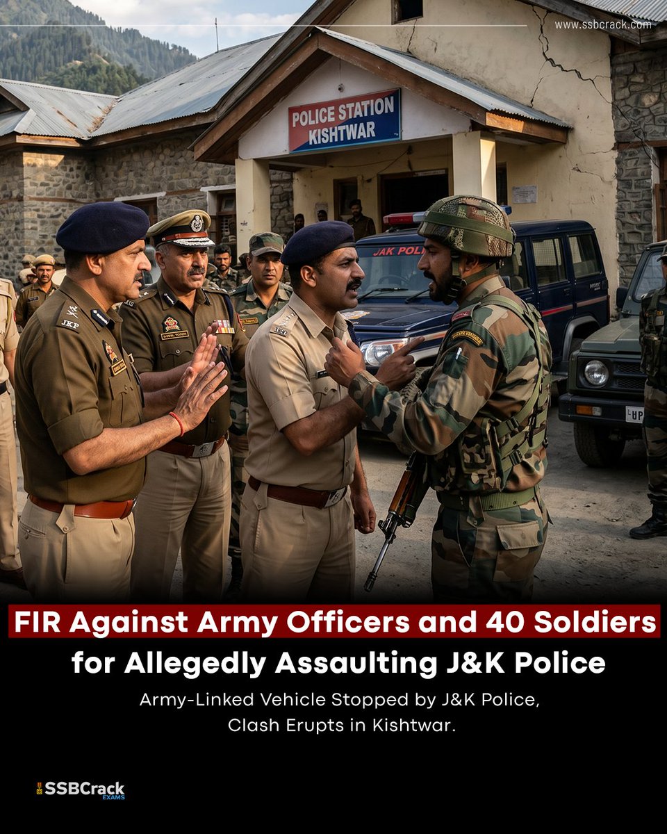 SSBCrack's tweet photo. An FIR has been registered against the Commanding Officer of 17 Rashtriya Rifles, a Major, a Naib Subedar and around 30–40 Army personnel following an alleged clash at Atholi Police Station in Kishtwar on June 24, 2026.

Police have accused the personnel of forcibly entering the station, assaulting officers, damaging government property and causing serious injuries. The case reportedly includes charges related to rioting, assault on public servants, attempt to murder and destruction of public property.

The Indian Army has said the matter is being examined through appropriate institutional mechanisms and assured full cooperation with the legal process and any joint investigation.

The allegations remain under investigation, and no arrests have been reported so far.