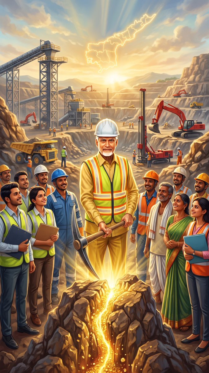 CBNAgain's tweet photo. పరిశ్రమల స్థాపనతో రాయలసీమ ముఖచిత్రాన్ని మార్చేలా అడుగులు వేస్తోంది మన ప్రజా ప్రభుత్వం. బంగారు భవిష్యత్తుకు బాటలు వేస్తూ, దేశానికే గర్వకారణంగా నిలుస్తున్న సువర్ణగిరి ప్రగతి!
#JonnagiriGoldFields 
#APGoldMiningProject
#ChooseSpeedChooseAP
#ChandrababuNaidu 
#AndhraPradesh https://t.co/stpeMQDIzu