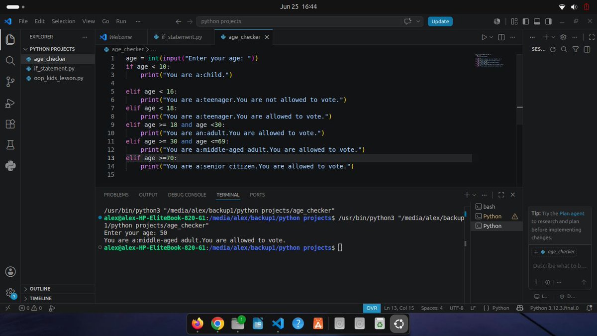 alexmonyi's tweet photo. Taught my student if/else conditionals today — that tiny rule that makes logic do things. One condition, endless outcomes. Seeing their face light up the moment it clicked was the best part! #Teaching #Coding https://t.co/N34B5b04R4