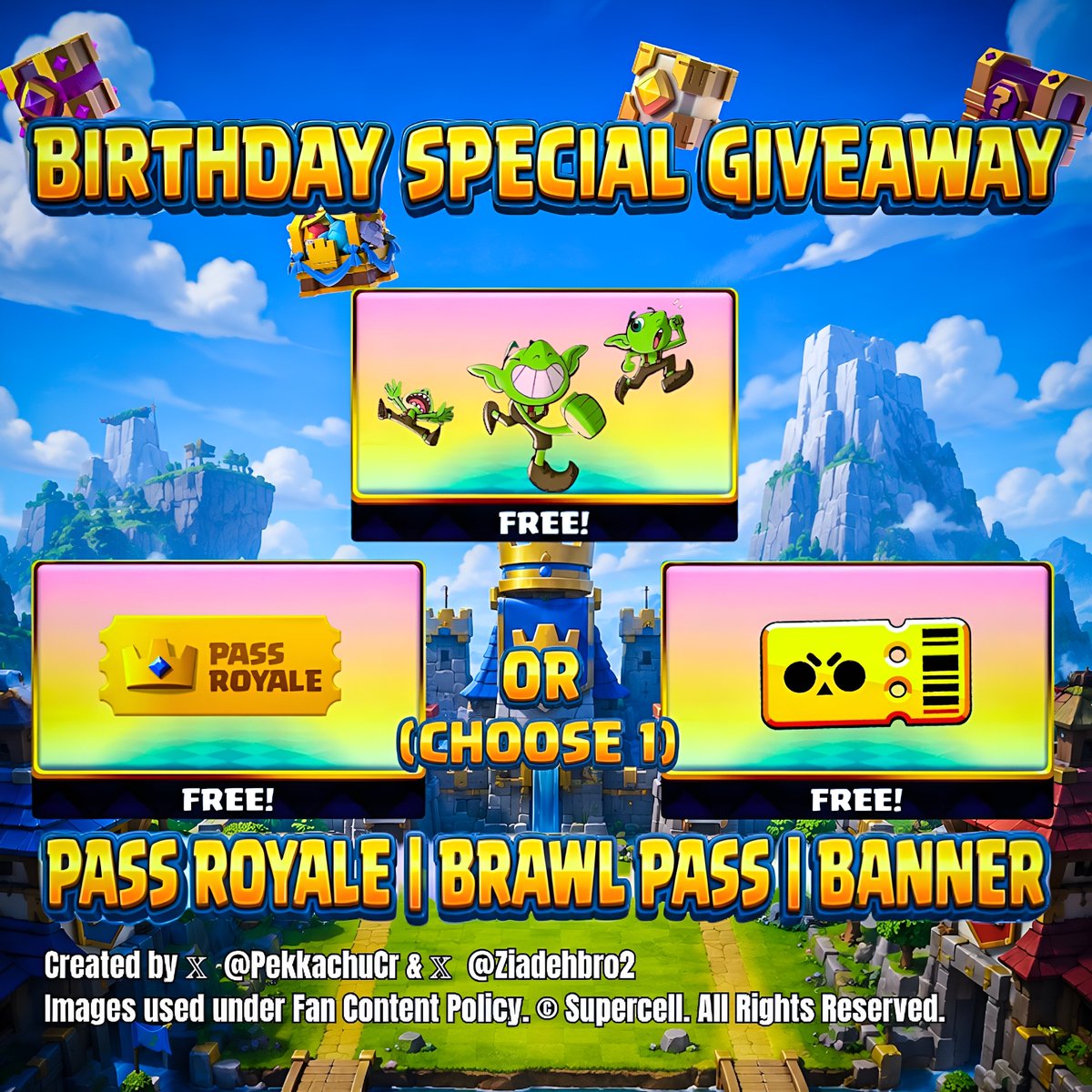 PekkachuCr's tweet photo. 🎁Birthday Special Giveaway🎁

Requirements👇🏻
👉🏻Follow: @PekkachuCr @Ziadehbro2 

👉🏻Subscribe: 
https://t.co/lNxgkAiOga
https://t.co/BXqQs8Eqo2
👉🏻Comment Screenshot Proof❤️
👉🏻Comment Which Pass You Want

Choosing Winners In 4 days⏳️

#GiftedBySupercell #SupercellPartner https://t.co/HWCkdAUHlq