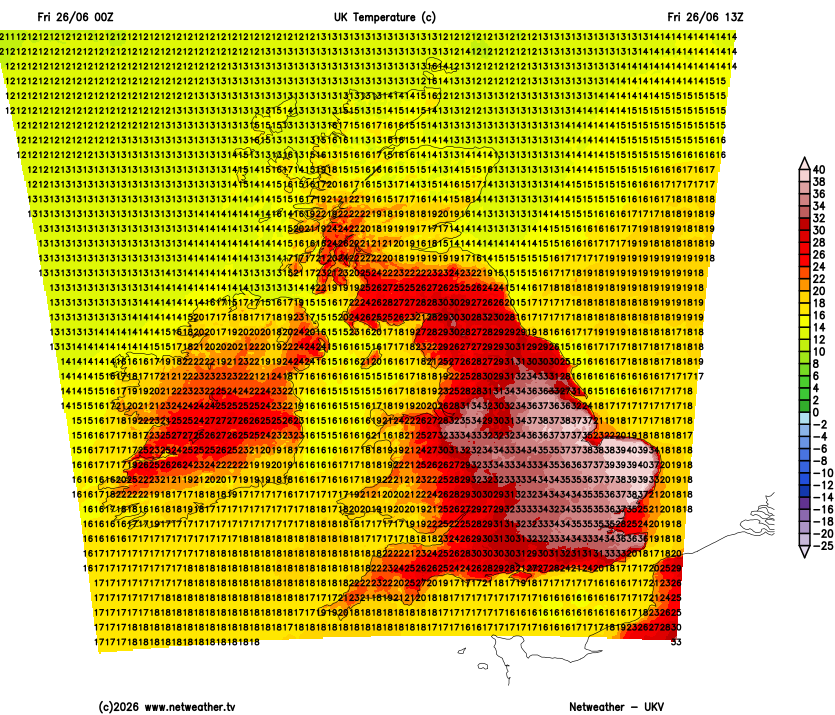 eastangliawx's tweet photo. Potential for the all time June temperature record to fall again today but this time in the south east/ east anglia. 

Potential for highs of 37c+ and hottest day ever for far east of region.

Although lack of radar coverage in our area means that the true high isn't picked up. https://t.co/nOLFSmuu8R
