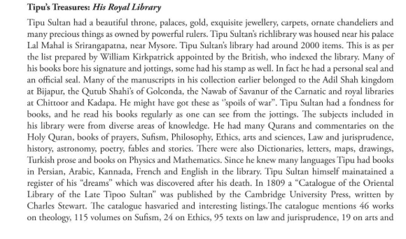stupidydumdum's tweet photo. On Tipu's famous library. 

He had around 2000 items and in it many manuscripts that belonged earlier to the Adil Shahis and the Qutb Shahis. He also had many Qur'ans, commentaries on the Qur'an, books of prayers, Sufism, philosophy, ethics and so on. https://t.co/eMtcVmzTKT