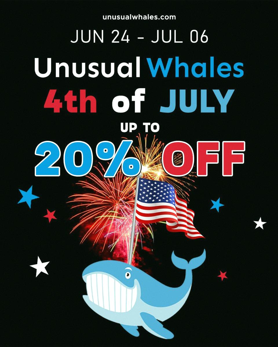 haruman_1's tweet photo. Unusual Whales is running a July 4th sale with up to 20% off 🎉

We built tools to help you get through this market.

Join here: https://t.co/KFc3iZfNdp https://t.co/e1n8ZGOIi5