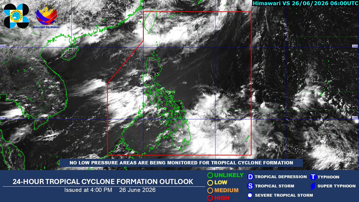 NET25TV's tweet photo. WEATHER UPDATE: Walang namomonitor na low pressure area (LPA) sa bansa matapos makalabas ng Philippine Area of Responsibility (PAR) ang bagyong #GardoPH, batay sa latest monitoring update ng PAGASA.

📷: PAGASA

#NET25NewsandInformation #LPA #PAGASA https://t.co/HIopgIIYay