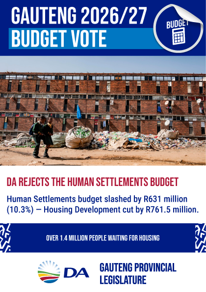 SollyMsimanga's tweet photo. Human Settlements budget slashed by R631 million (10.3%), Housing Development cut by R761.5 million.
Yet the department raises its target to 8,448 units while the backlog exceeds 1.4 million people.
DA opposes this budget that fails to deliver housing and dignity.
#DAatWork #RescueSA #DA_GPL #HumanSettlements @MervynCirota