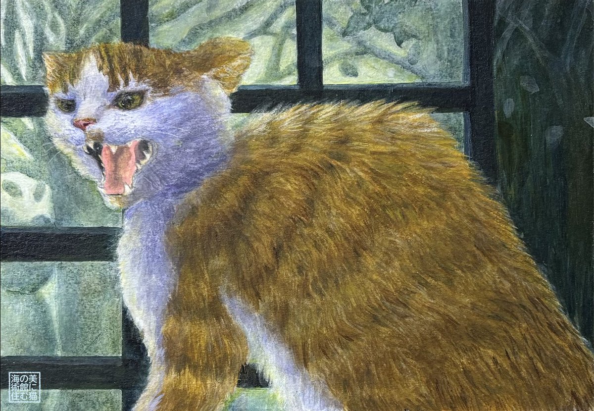 ふてくされ猫たちあがる #アクリル画 #猫 #catart