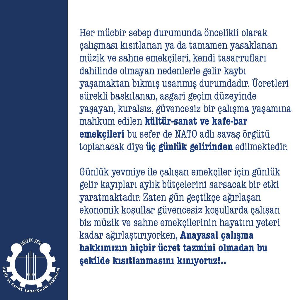 muziksenkurum's tweet photo. Çalışma hakkımız engellenemez!... https://t.co/cNTRIVUhtz