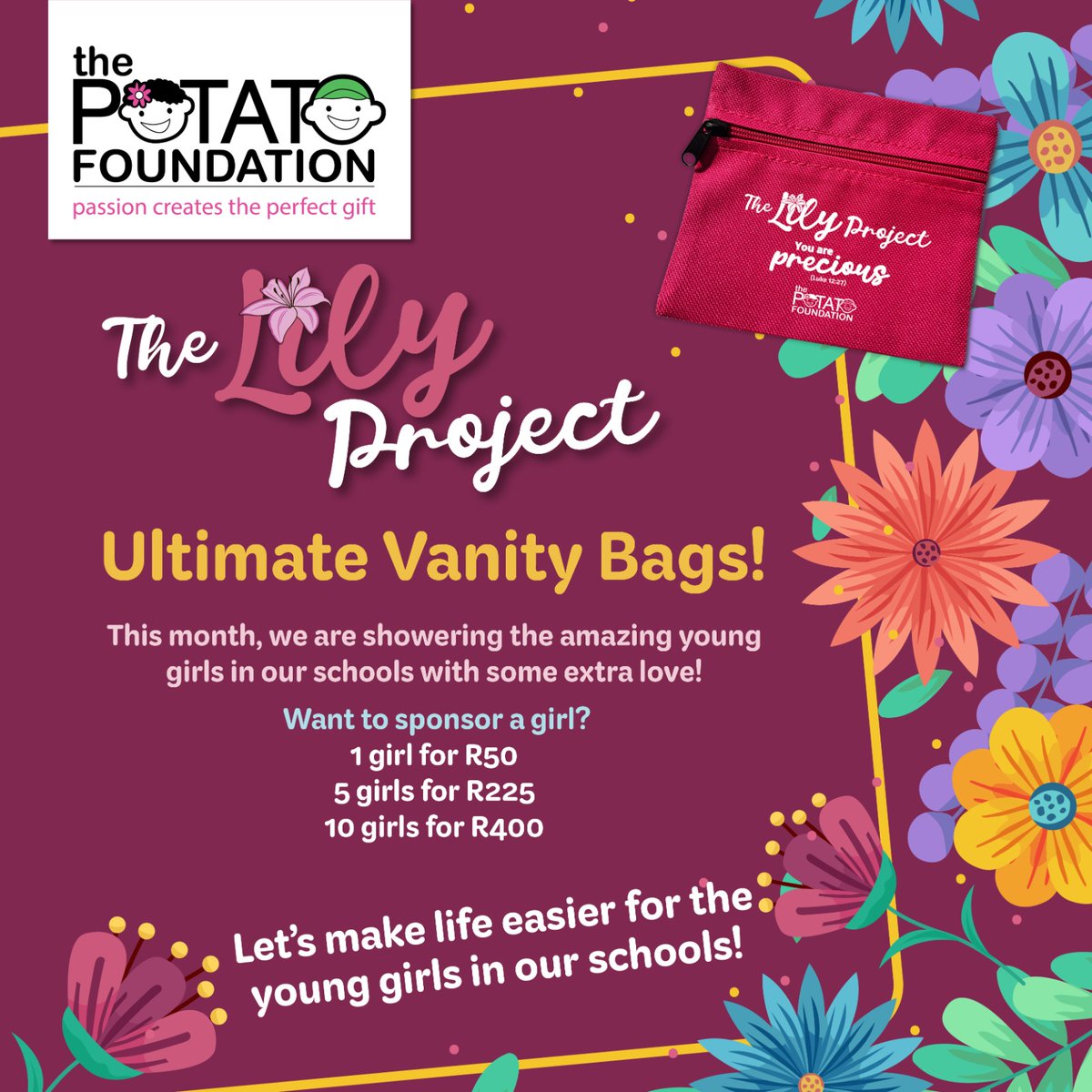 ThePotato1's tweet photo. This August let's invest in our beautiful girls. 🌸 Join The Lily Project and help us provide the ultimate gifts: confidence, support, and unshakeable worth. https://t.co/AcaATWV8PQ