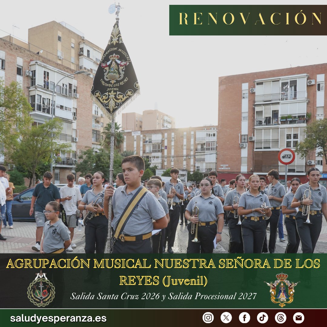 saludyesperanza's tweet photo. 𝐂𝐎𝐌𝐔𝐍𝐈𝐂𝐀𝐃𝐎:

La Junta de Gobierno, reunida en Cabildo de Oficiales, ha acordado la 𝐑𝐞𝐧𝐨𝐯𝐚𝐜𝐢ó𝐧 de la 𝐀𝐠𝐫𝐮𝐩𝐚𝐜𝐢ó𝐧 𝐌𝐮𝐬𝐢𝐜𝐚𝐥 𝐍𝐮𝐞𝐬𝐭𝐫𝐚 𝐒𝐫𝐚. 𝐝𝐞 𝐥𝐨𝐬 𝐑𝐞𝐲𝐞𝐬 (𝐉𝐮𝐯𝐞𝐧𝐢𝐥) (@AgrupacionVR ) para el acompañamiento musical de la Santa Cruz durante su Salida Procesional así como de Ntro. Padre Jesús de la Piedad durante una parte de la Salida Procesional de 2027 y abriendo el cortejo de la misma. De igual manera, se designa como formación titular para el Cartero Real 2026.

#KyrieEleison #SaludYEsperanza