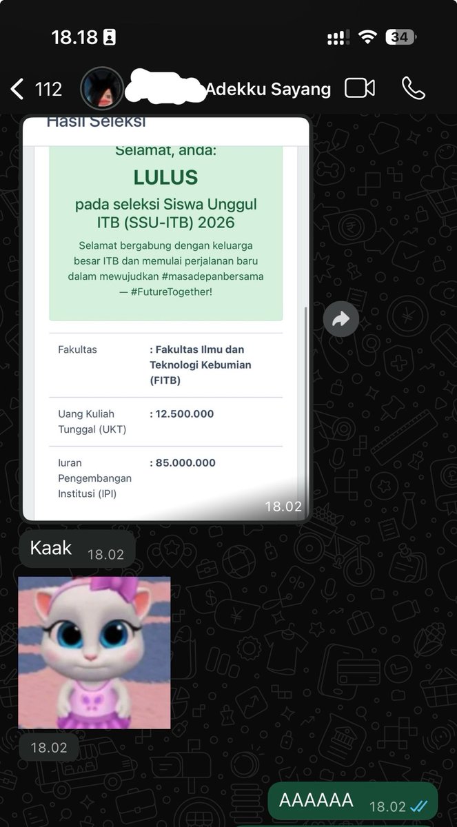 dam_mp's tweet photo. Adekku ketrima ITB gaes 😭😭😭 Alhamdulillah

gapapa kakaknya ga lulusan ITB, tp adeknya summa-cumlaude ITB 😭🙏 aamiin https://t.co/iLGdcukdI3