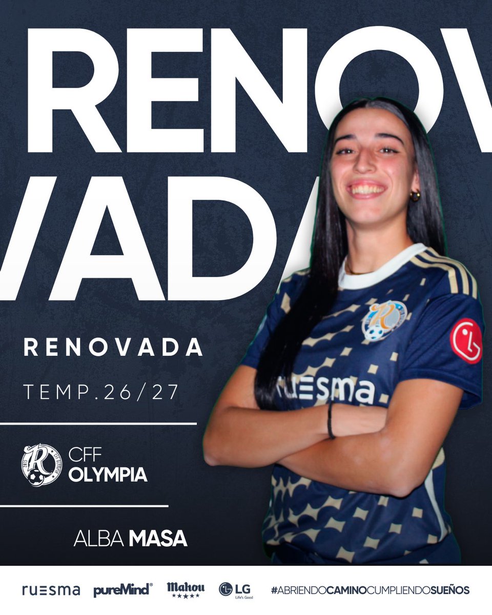 cff_olympia's tweet photo. 📝 RENOVACIÓN 🔵

Alba Masa seguirá defendiendo el escudo del Olympia en la temporada 2026/27.

Seguridad, contundencia y compromiso para continuar siendo una referencia en nuestra línea defensiva.

¡A por otra temporada más juntas, Masa! 💙

#CFFOlympia #2RFEF https://t.co/xkQQ7hr8S5