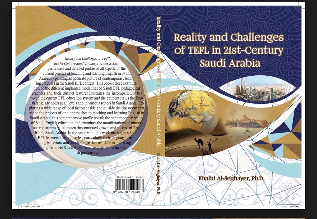 alseghayer's tweet photo. يسرّني أن أُهديكم نسخة إلكترونية من 
كتابي:

Reality and Challenges of TEFL in 21st-Century Saudi Arabia
والذي تناولت فيه  بالدراسة، والوصف، والتحليل، والنقاش معوقات تعليم اللغة الإنجليزية في المملكة، وأبرز ملامح الممارسات التعليمية اللغوية الفعلية الرئيسة في فصول تعليم اللغة الإنجليزية في المملكة. إضافة إلى سمات طرق وأساليب تعلُّم اللغة الإنجليزية التي يتبعها متعلمها السعودي، وسلوكياته التربوية العامة واللغوية. وكذلك الصعوبات والتحديات التي يواجهها أثناء فترة تعلمه إياها. 

https://t.co/J0guoOGaUh